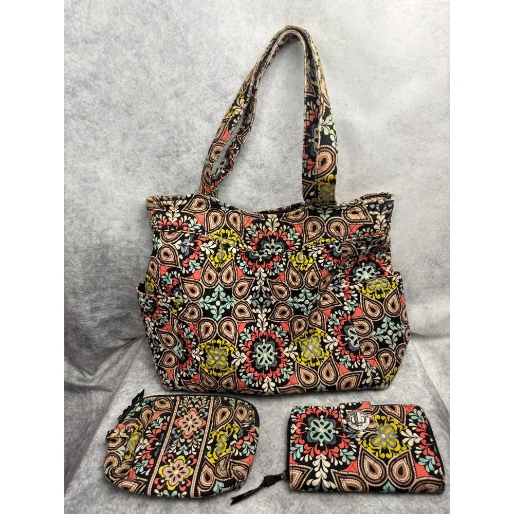 Vera Bradley Iconic Glenna Satchel Wallet Make Up Case in Sierra Pattern Retired